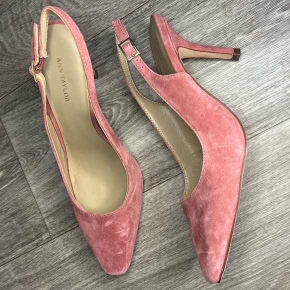 Ann Taylor Rose Pink Suede Slingback Heels – Size 5.5M - Picture 4 of 8